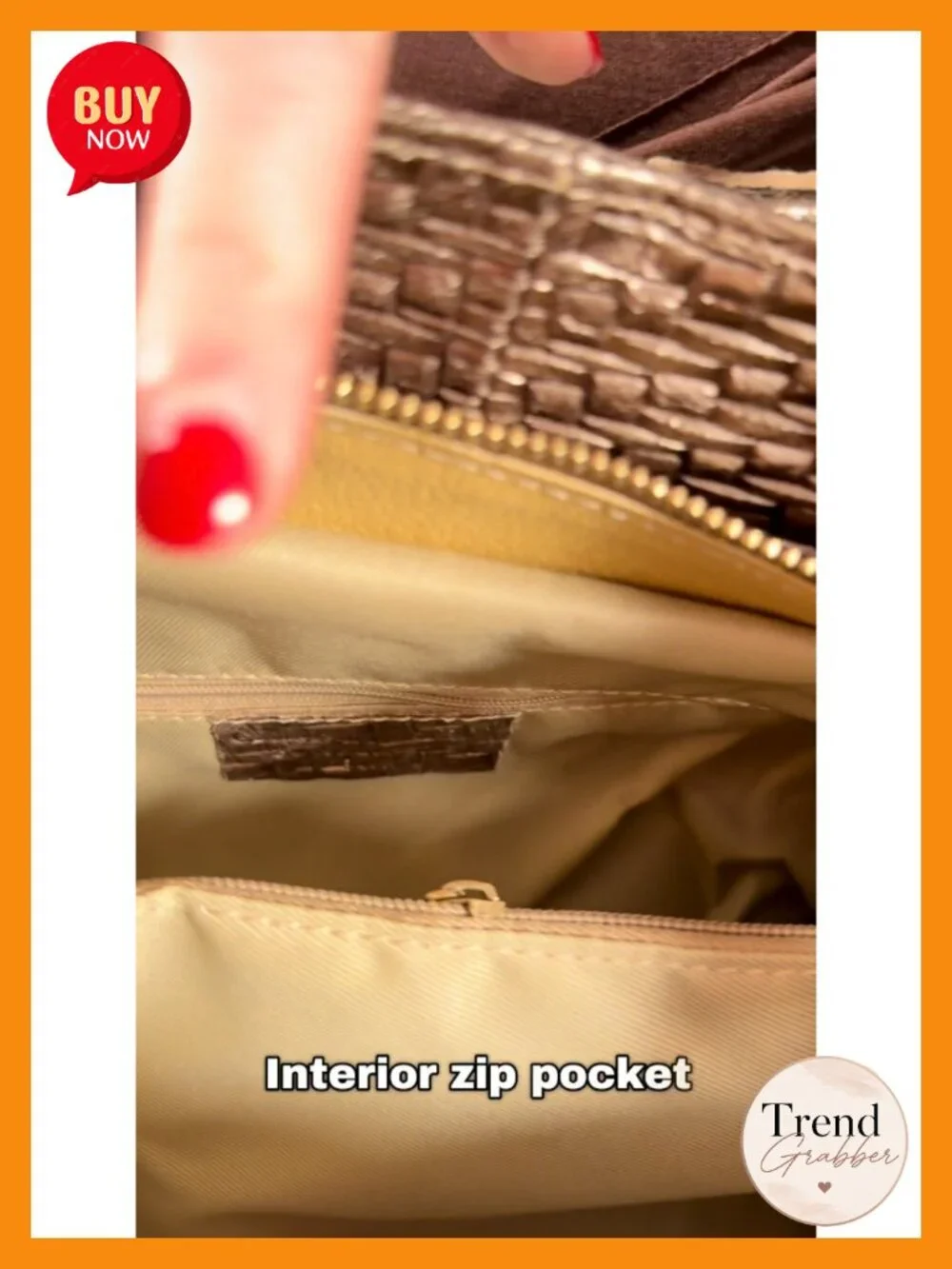 Italian Genuine Suede Top-Handle Bag with Metallic Grid Texture & Removable